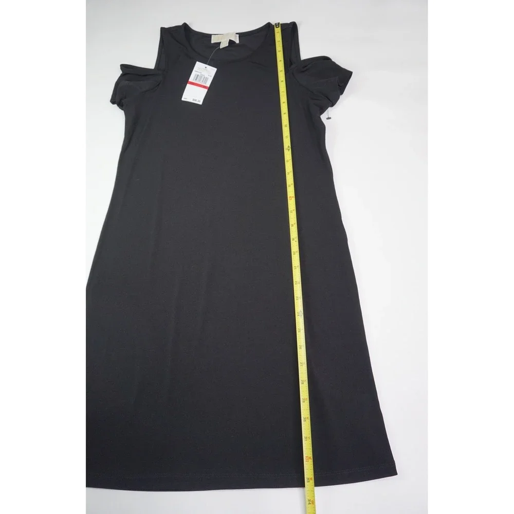 Michael Kors Cold Shoulder Dress Black Short Sleeve XS QU08F8J3TW Basics NWT - Picture 5 of 7